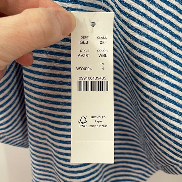 NWT J. Crew 4 Lace Up One Piece Swimsuit Faded Stripe Blue White AV281 - Picture 6 of 9